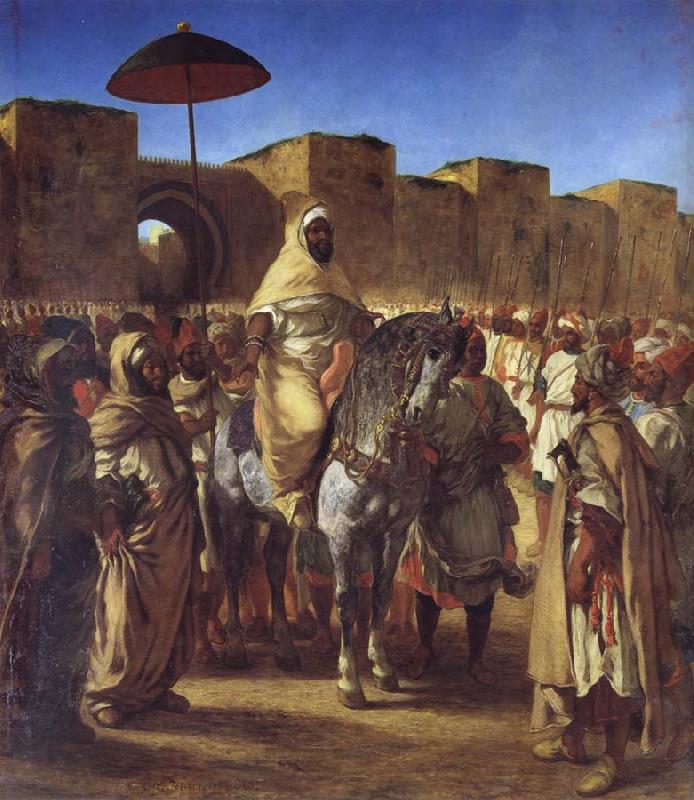 Eugene Delacroix Mulay Abd al-Rahman,Sultan of Morocco,Leaving his palace in Meknes,Surrounded by his Guard and his Chief Officers oil painting picture